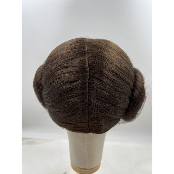 Princess Leia Style Brown Double Bun Cosplay Wig Synthetic Space Buns Costume - Picture 3 of 9